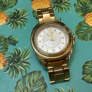 COACH 'Boyfriend' Crystal Detail Gold Watch